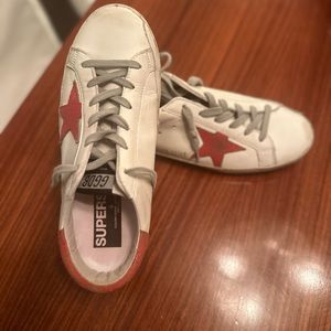 Golden Goose Superstar red star sneakers size 8